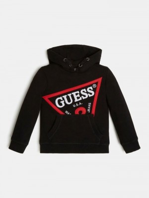 Sudaderas Guess Front Logo Niños Negros | SE-540275