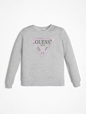 Sudaderas Guess Front Logo Triangle Niños Grises Claro | SE-651237