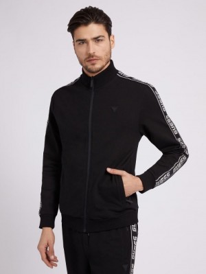 Sudaderas Guess Full Zip Hombre Negros | SE-923583