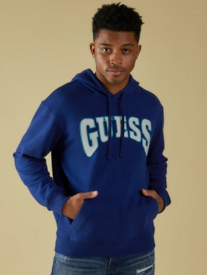 Sudaderas Guess Logo Front Hombre Azules | SE-889890