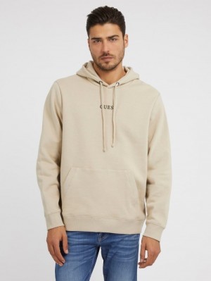 Sudaderas Guess Logo Hooded Hombre Beige | SE-293215