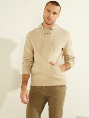 Sudaderas Guess Logo Hooded Hombre Beige | SE-417812