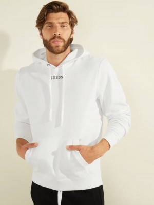 Sudaderas Guess Logo Hooded Hombre Blancos | SE-710005