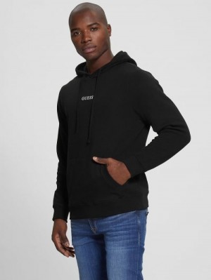 Sudaderas Guess Logo Hooded Hombre Negros | SE-104595