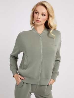 Sudaderas Guess Scuba Zip Fastening Mujer Verdes | SE-564544