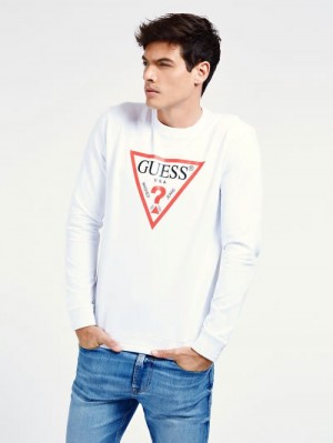 Sudaderas Guess Triangle Logo Hombre Blancos | SE-301142