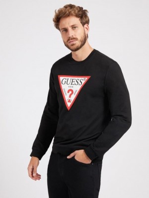 Sudaderas Guess Triangle Logo Hombre Negros | SE-953406