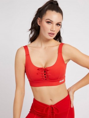 Sujetadores Guess Front Lace Up Active Mujer Rojos | SE-328526