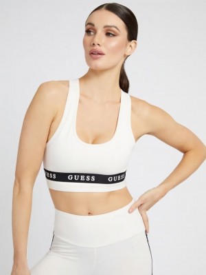 Sujetadores Guess Logo Tape Active Mujer Blancos | SE-735599