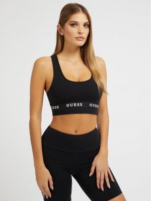 Sujetadores Guess Stretch Jersey Logoed Active Mujer Negros | SE-332343