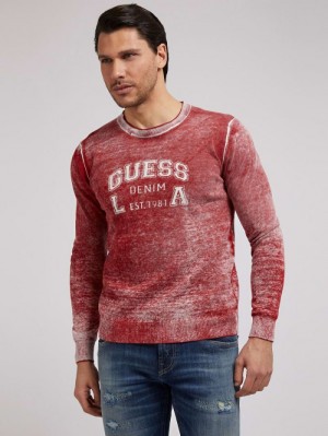 Suéteres Guess All Over Print Hombre Rojos | SE-583423