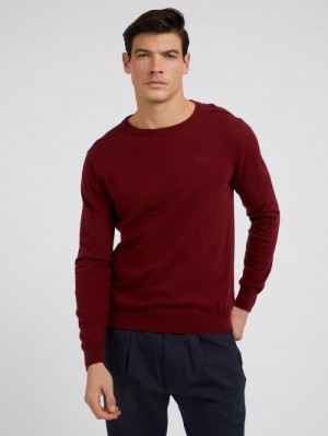 Suéteres Guess Crew Neck Silk Blend Hombre Vino | SE-592698