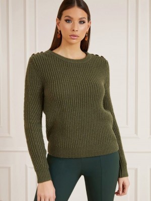 Suéteres Guess Marciano Wool Blend Mujer Verdes | SE-390753