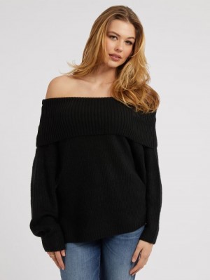 Suéteres Guess Off-shoulder Mujer Negros | SE-864354