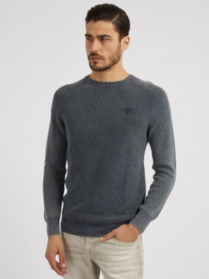 Suéteres Guess Ribbed Knit Hombre Azules | SE-209965