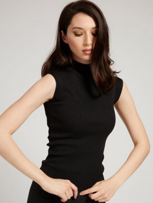 Suéteres Guess Turtle Neck Tank Mujer Negros | SE-049556