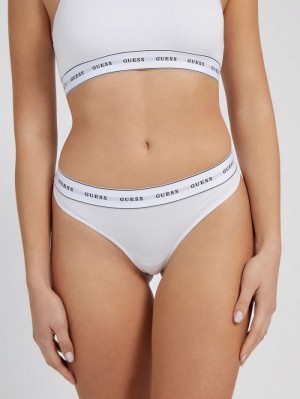 Tanga Guess Logo Band Mujer Blancos | SE-290602