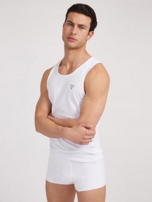 Tank Top Guess Logo Triangle Tank Top Hombre Blancos | SE-168828