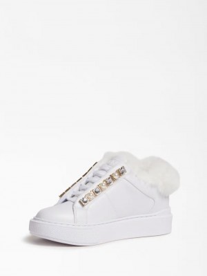 Tenis Guess Haya Faux Fur Mujer Blancos | SE-814244