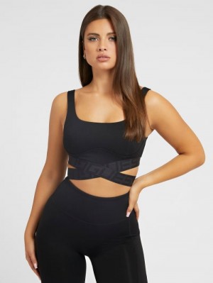 Tops Guess Front Logo Active Mujer Negros | SE-208823