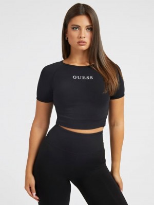 Tops Guess Front Logo Active Mujer Negros | SE-244933