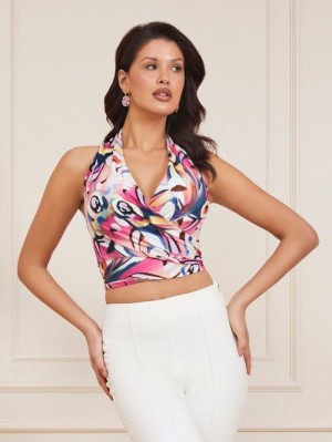 Tops Guess Marciano All Over Print Crop Mujer Multicolor | SE-886519