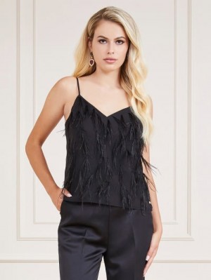 Tops Guess Marciano Feathers Mujer Negros | SE-121845