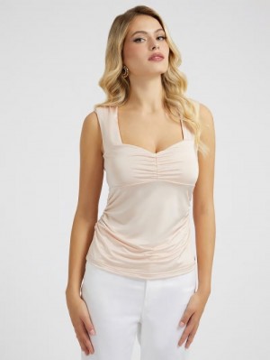 Tops Guess Sweetheart Neck Mujer Rosas | SE-888991