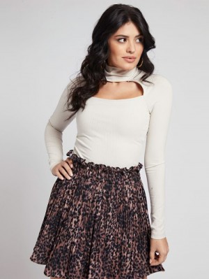 Tops Guess Turtle Neck Rib Mujer Creme | SE-304258