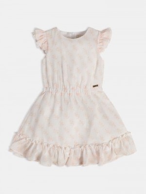 Vestido Guess 4g Logo Print Niños Rosas | SE-299302