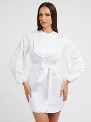 Vestido Guess Belted Chemisier Mujer Blancos | SE-200810