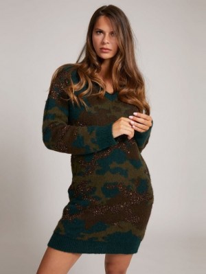 Vestido Guess Camouflage Wool Blend Mujer Camouflage | SE-845311