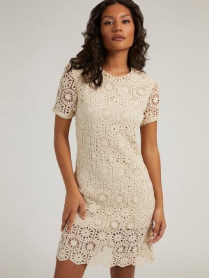 Vestido Guess Crochet Mujer Blancos | SE-240549