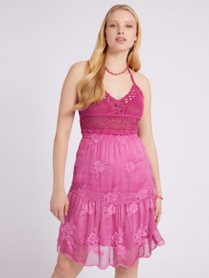 Vestido Guess Crochet Mujer Fucsia | SE-972530