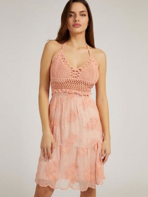 Vestido Guess Crochet Mujer Rosas | SE-718559