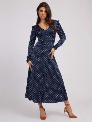 Vestido Guess Dots Print Mujer Azules | SE-108934