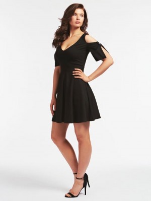 Vestido Guess Fancy Button Fit And Flare Mujer Negros | SE-364654