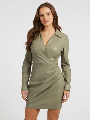 Vestido Guess Faux Leather Mujer Verdes | SE-262098