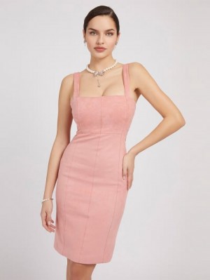 Vestido Guess Faux Suede Mujer Rosas | SE-056775