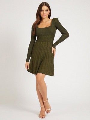 Vestido Guess Fit And Flare Sweater Mujer Verdes | SE-576349