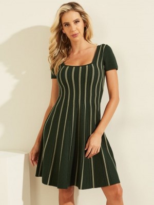 Vestido Guess Fit And Flare Sweater Mujer Verdes | SE-586486