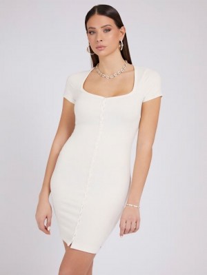 Vestido Guess Front Buttons Mujer Blancos | SE-625168