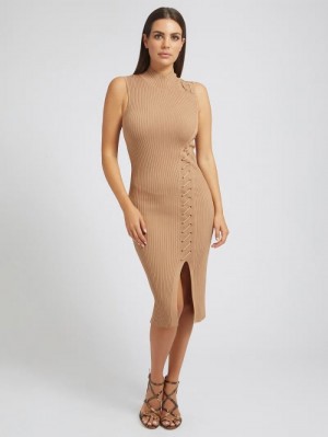 Vestido Guess Lace-up Sweater Mujer Marrom | SE-950075