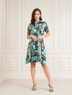 Vestido Guess Marciano All Over Print Mujer Azules | SE-032595