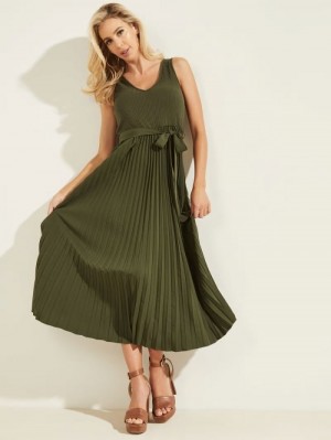 Vestido Guess Midi Sleeveless Mujer Verdes | SE-989386