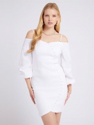 Vestido Guess Off-shoulder Mujer Blancos | SE-729233