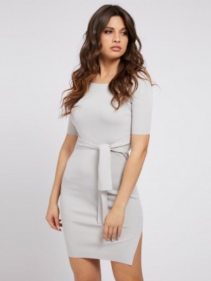 Vestido Guess Rib Belted Mujer Grises | SE-789913