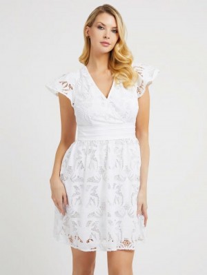 Vestido Guess Ruffled Mujer Blancos | SE-140227