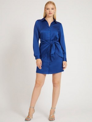 Vestido Guess Satin Chemisier Mujer Azules | SE-597836