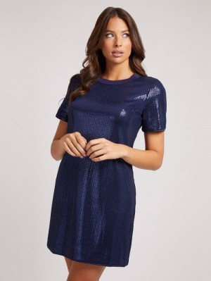 Vestido Guess Sequins Mujer Azules | SE-745693